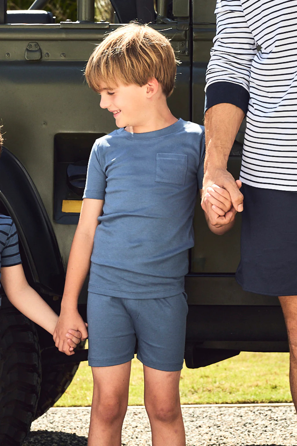 Kids Pima Pocket Shorts Set in Ocean Blue | Lake Pajamas