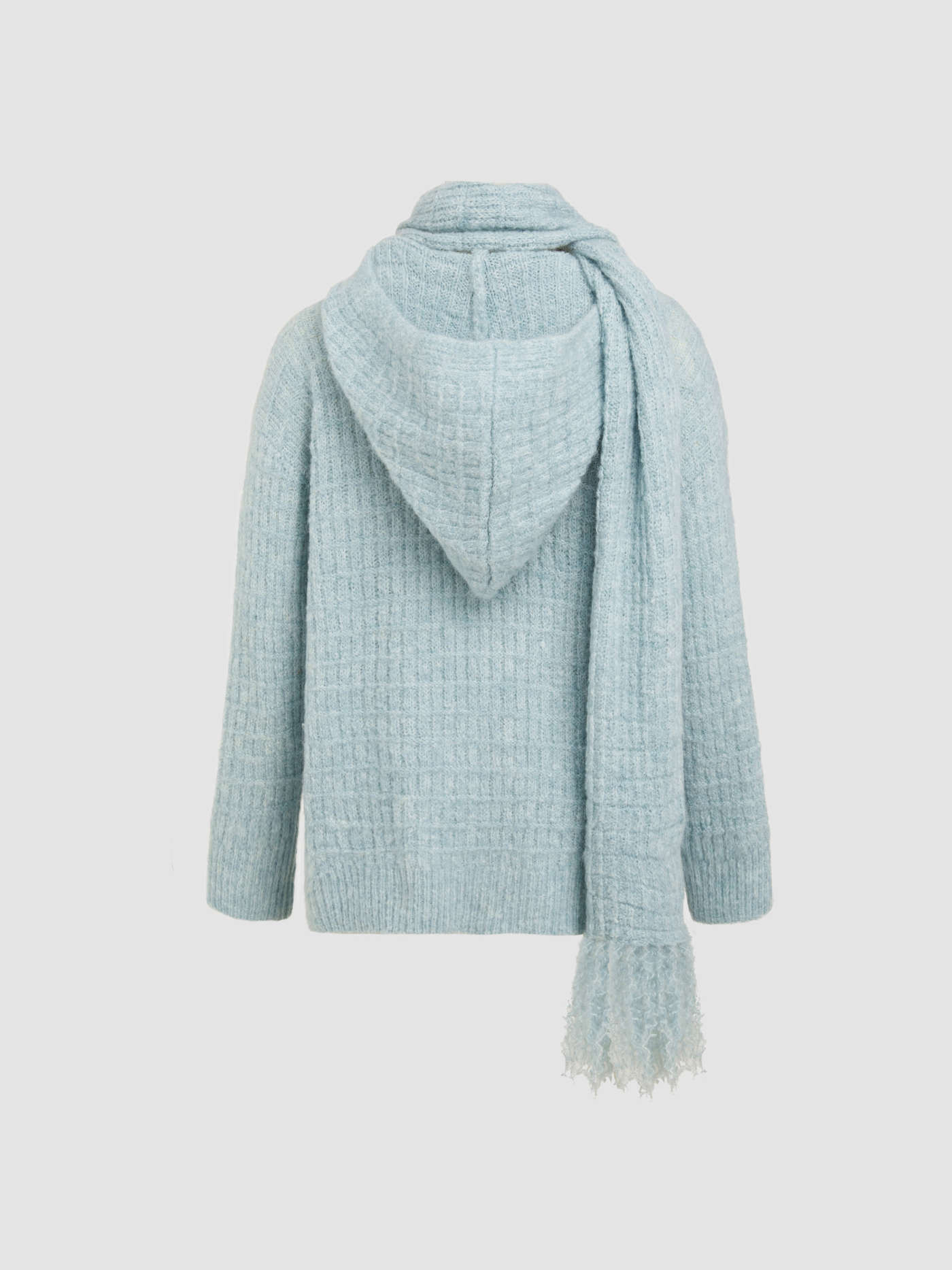 Knit Fabric Wool-blend Hooded Button Cardigan With Scarf For School Daily Casual Work | Cider