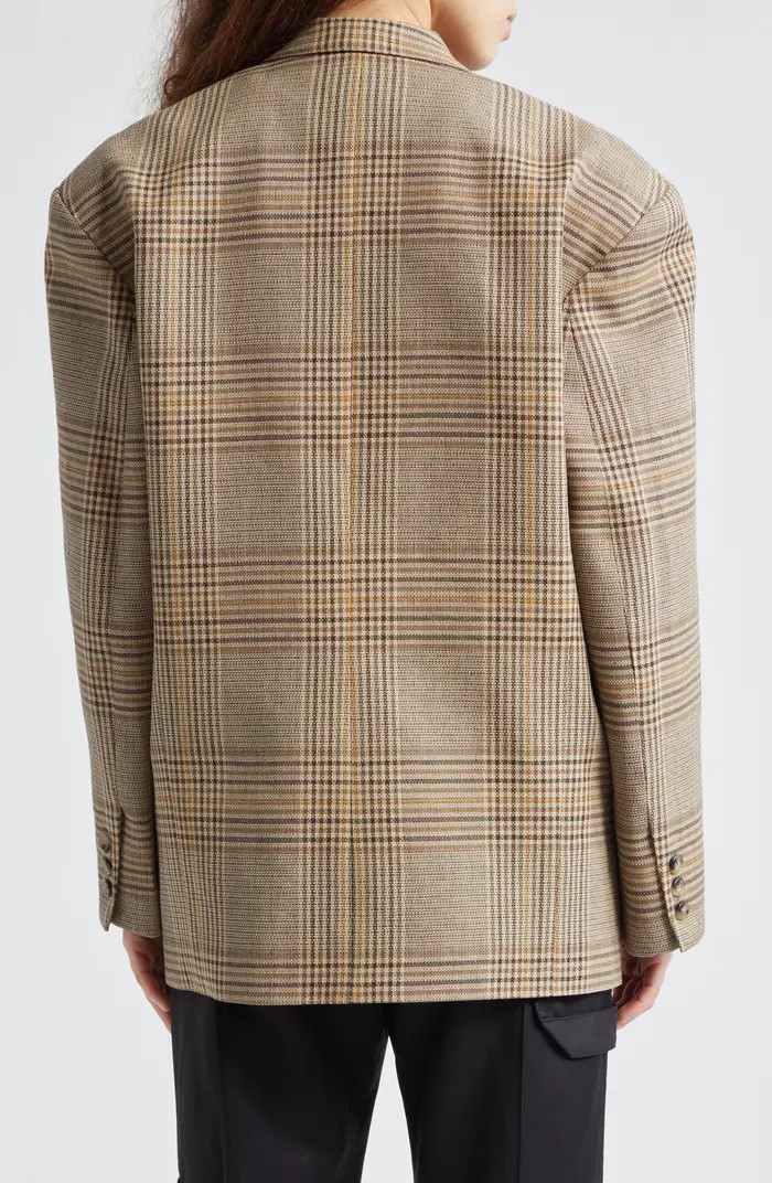 Massive One-Button Plaid Cotton & Linen Blazer | Nordstrom