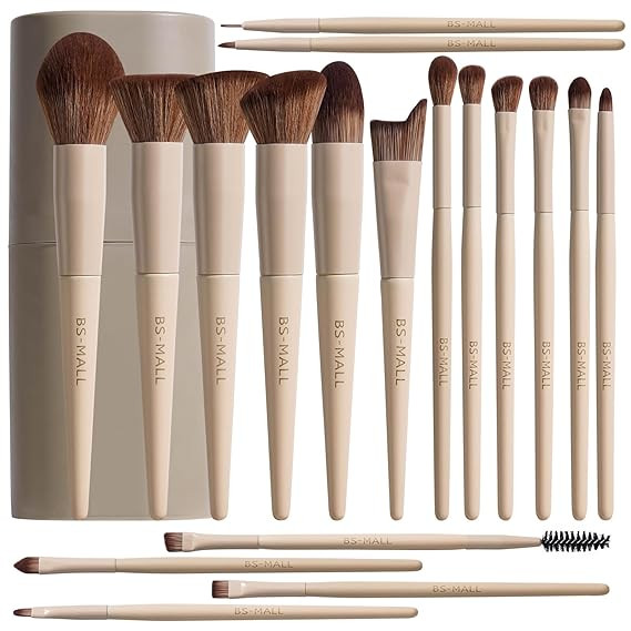 BS-MALL Professional Makeup Brush Set 18 Pcs Premium Synthetic Foundation Powder Concealers Eye S... | Amazon (US)