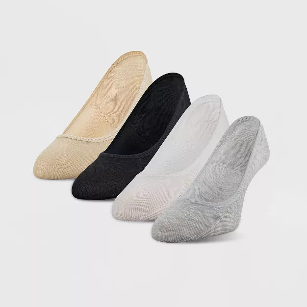 Peds Women's Extended Size Ultra Low 4pk Sport Liner Socks  - Light Gray 8-12 | Target