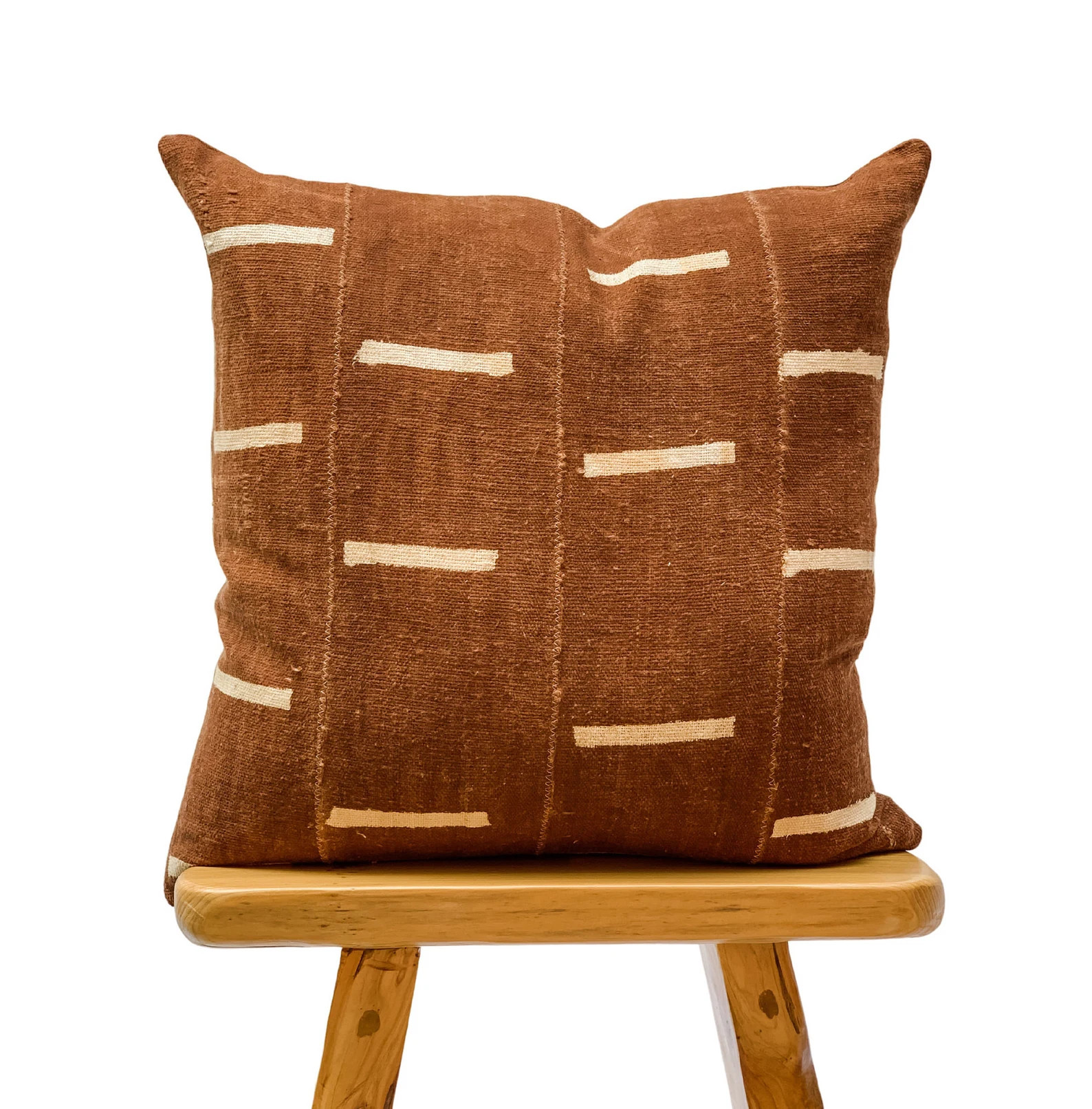 Authentic African Pillow, Handwoven Mudcloth Pillow, Brown Rust with White Lines Pillow Cover| Th... | Etsy (US)