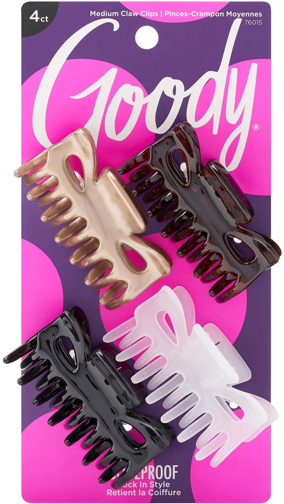 Goody Medium Claw Hair Clips Assorted Neutral Colors 4 Ct | Walmart (US)