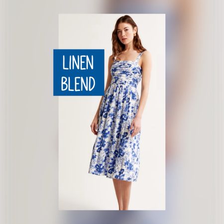 Linen blend blue & white floral midi dress, Abercrombie dress, grandmillennial dress, vacation dress, sundress 

#LTKSeasonal #LTKOver40
