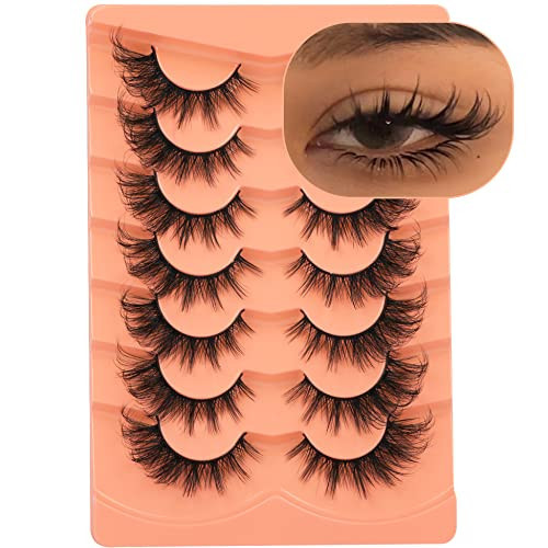 False Eyelashes Wispy Lashes Natural Look Fake Eyelashes Cat Eye Lashes Mink Fluffy Strip False Lashes Fox Eye Lashes Pack 7 Pairs ALICROWN | Amazon (US)