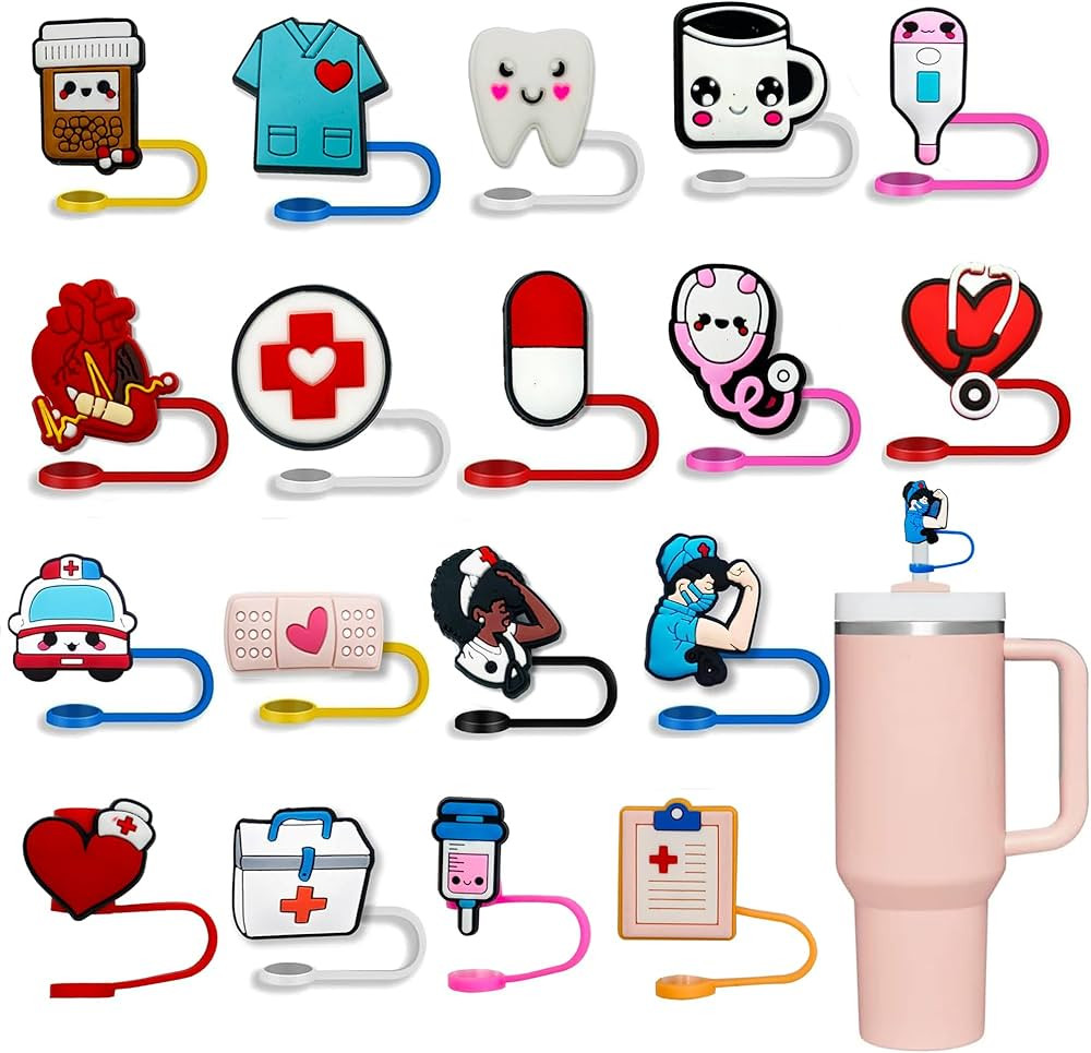 18PCS Straw Cover Cap for Stanley Cup, Medical Straw Topper Compatible with 30&40oz Tumbler with ... | Amazon (US)