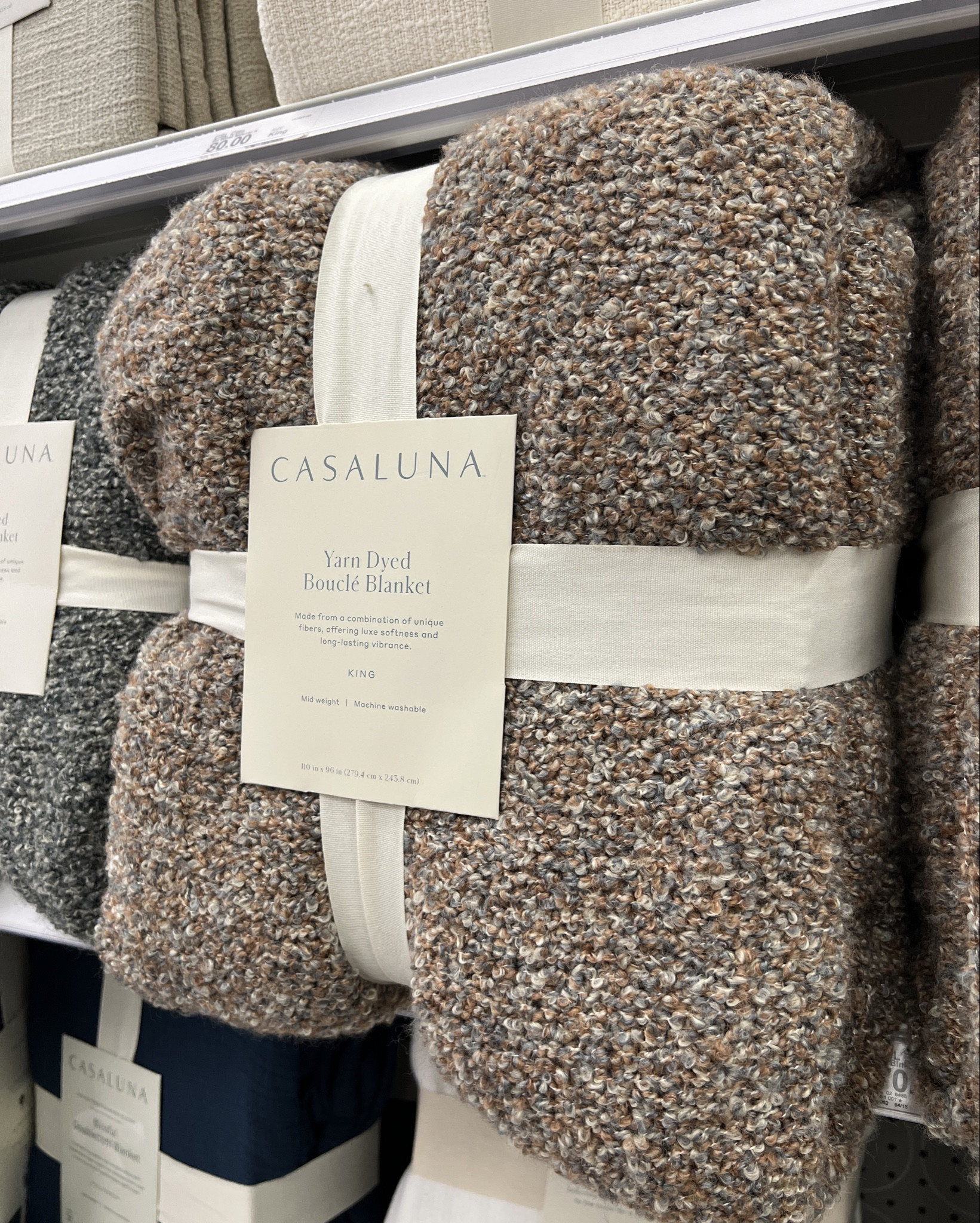 Add a luxurious touch to your sleeping space with this Boucle Blanket from Casaluna™. Made from a midweight recycled polyester-wool blend, this rectangular blanket showcases a yarn-dyed boucle surface for a cozy, textural look. Whether you're snuggling up on a chilly night, or simply adding a stylish accent to your bed, it is a must-have accessory, boasting convenience of care with its machine-washable design.

Casaluna™: Where calm and comfort are naturally at home.

#LTKHome #LTKSeasonal #LTKFindsUnder100