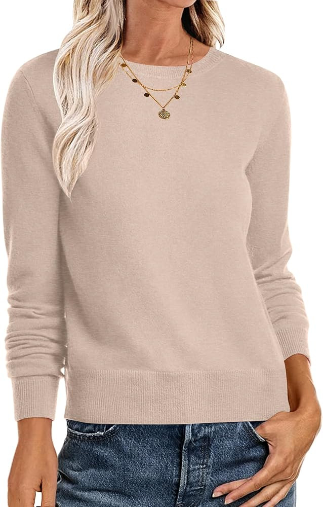 ANRABESS Women's Long Sleeve Crewneck Classic 2024 Fall Soft Basic Pullover Sweaters Top | Amazon (US)