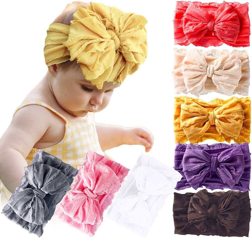 DANMY Baby Girl Elastic Headbands Newborn Toddler Hairbands Bows Children Soft Headwrap Hair Acce... | Amazon (US)