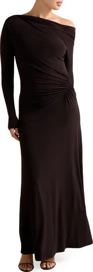 Ever New Dixie One-Shoulder Long Sleeve Ruched Maxi Dress | Nordstrom | Nordstrom