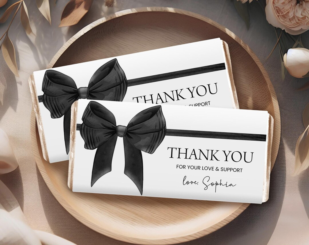 Chocolate Bar Wrapper, Candy Bar | Black Coquette Bow, Ribbon | Printable Graduation Party Favors... | Etsy (US)