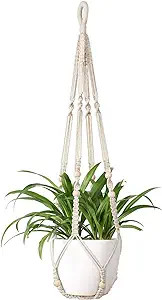 Mkono Macrame Plant Hanger Indoor Hanging Planter Basket with Wood Beads Decorative Flower Pot Ho... | Amazon (US)