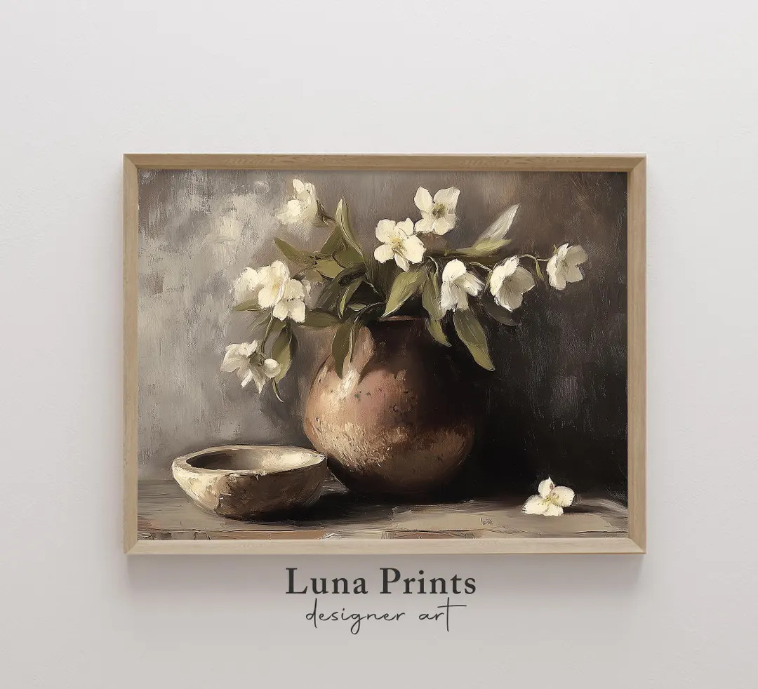 Neutral Spring Floral Painting, Flowers Printable Wall Decor, Moody Spring Flowers Print | 11-423... | Etsy (US)