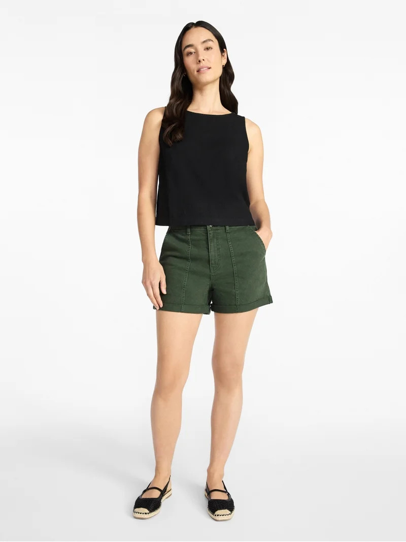 Time and Tru Women's High Rise Utility Shorts, 3.5" Inseam, Sizes 0-22 | Walmart (US)