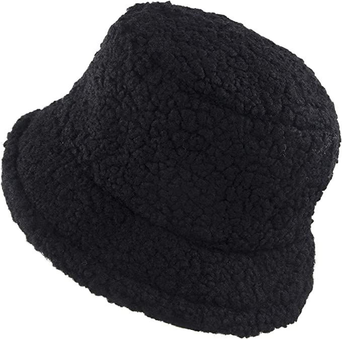 HICOSKY Women Winter Bucket Hat Warm Hats Cloche Faux Fur Fisherman Cap | Amazon (US)