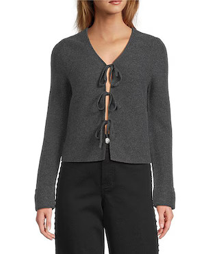 Antonio Melani Lydia V-Neck Long Cuff Sleeve Tie Front Bow Cashmere Sweater | Dillard's | Dillard's