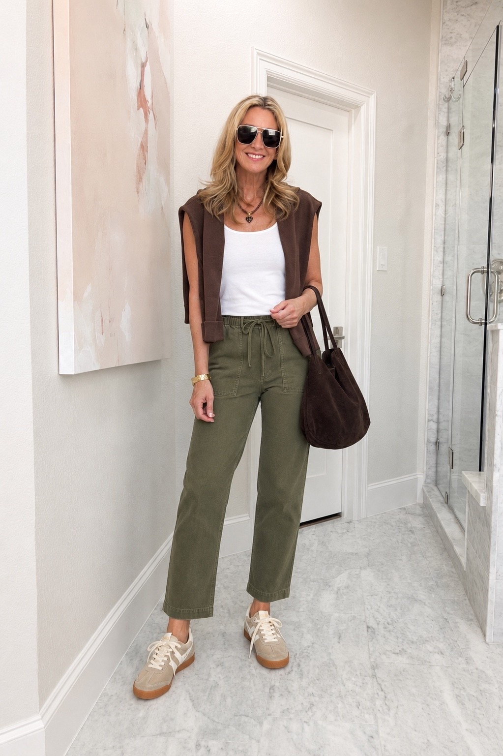 Early fall outfit I can easily transition into fall with this brown sweatshirt. 
Med pants
Med sweatshirt￼

#LTKSaleAlert #LTKOver40 #LTKootd
