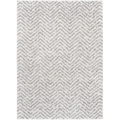 Surya  Deluxe Shag 7 x 10 Medium Gray Indoor Chevron Mid-Century Modern Area Rug | Lowe's