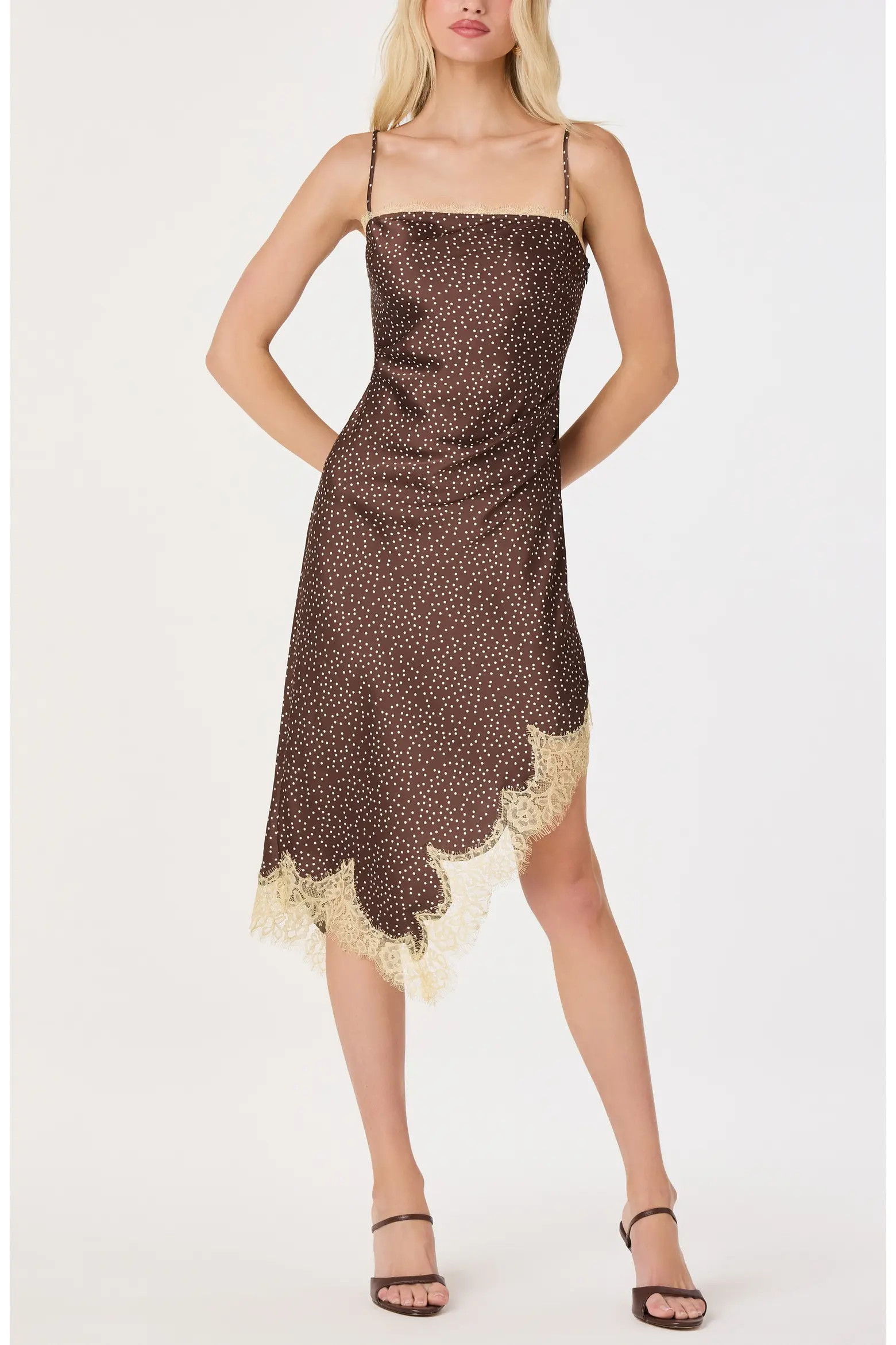 ASTR the Label Kiersten Polka Dot Lace Trim Slipdress (Women) | Nordstrom | Nordstrom