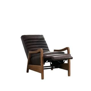Bestier 26 in. W Brown Luxurious Oil Wax Leather Push-back Recliner with Wooden Frame Upholstered... | The Home Depot