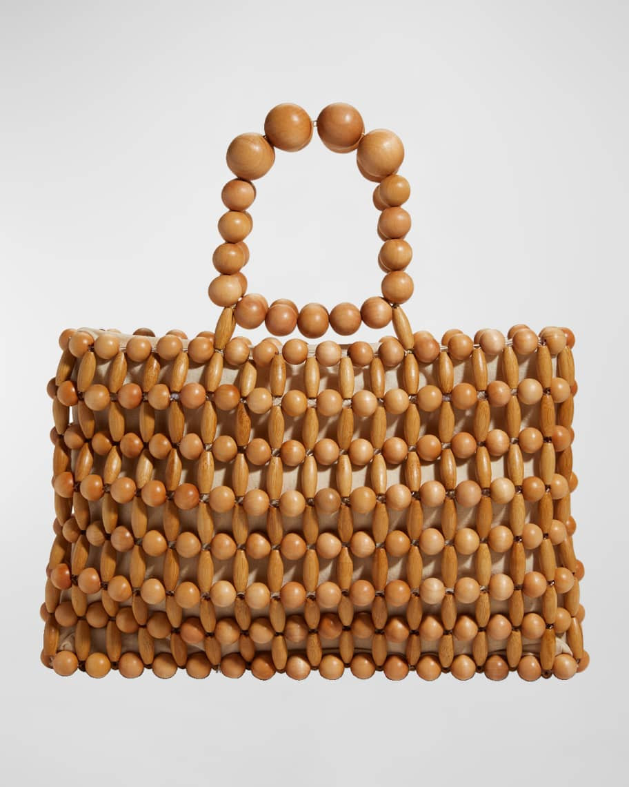 Cult Gaia Cora Large Beaded Wood Top-Handle Bag | Neiman Marcus