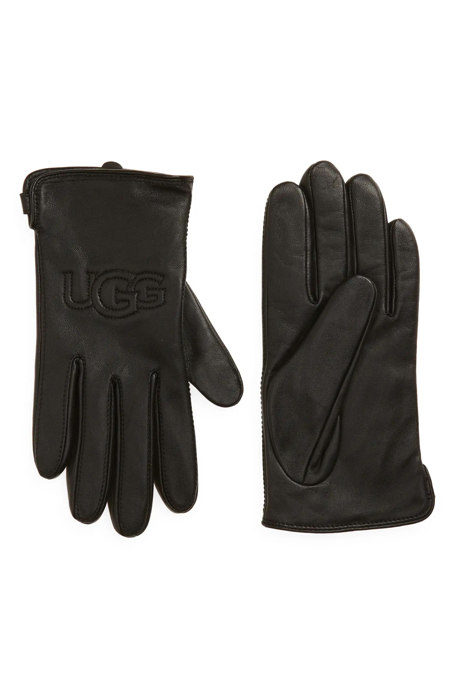 UGG® Logo Stitch Leather Gloves | Nordstrom | Nordstrom