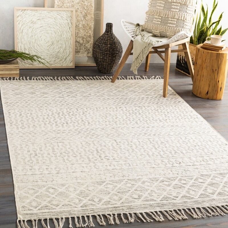 Emmalyn Southwestern Handmade Flatweave Cotton Cream Area Rug | Wayfair North America