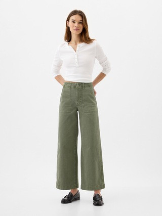 High Rise Wide-Leg Crop Jeans | Gap Factory