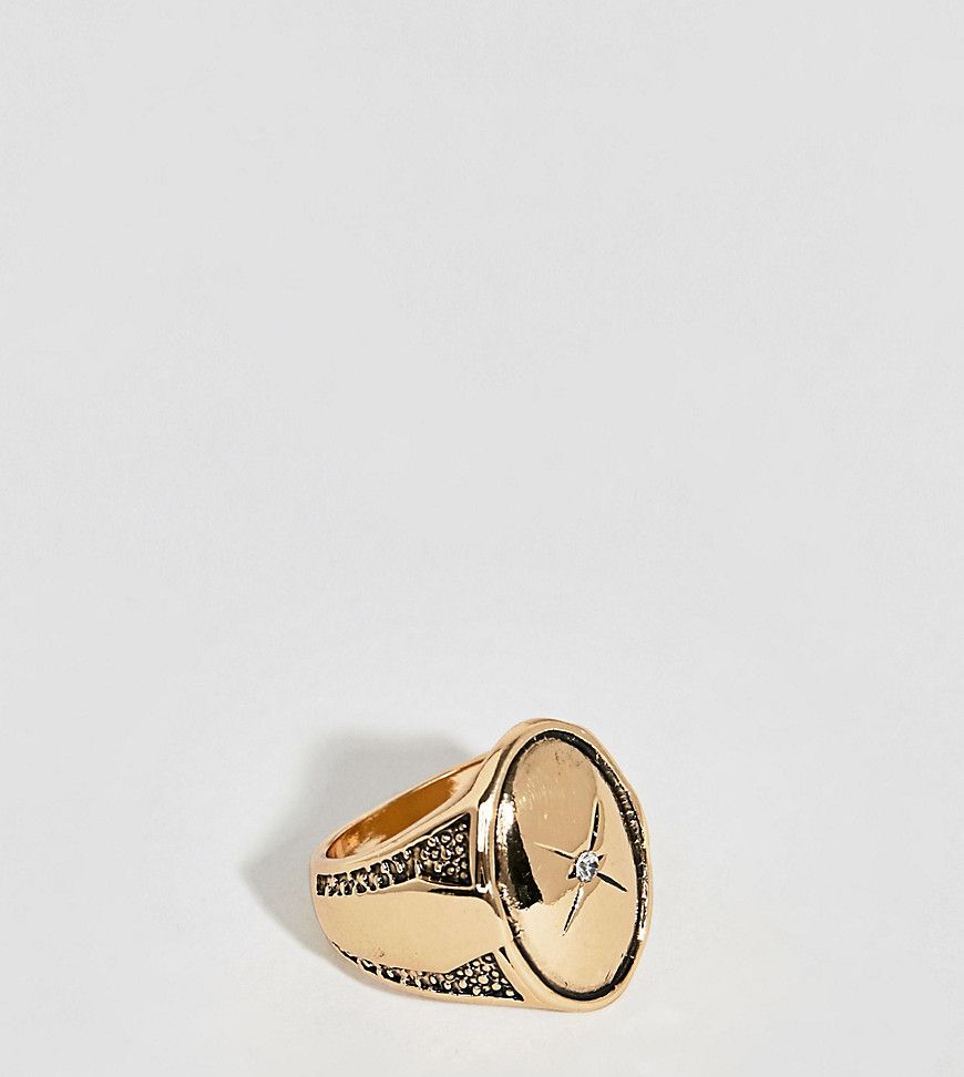 Uncommon Souls chunky engraved signet ring - Gold | ASOS US