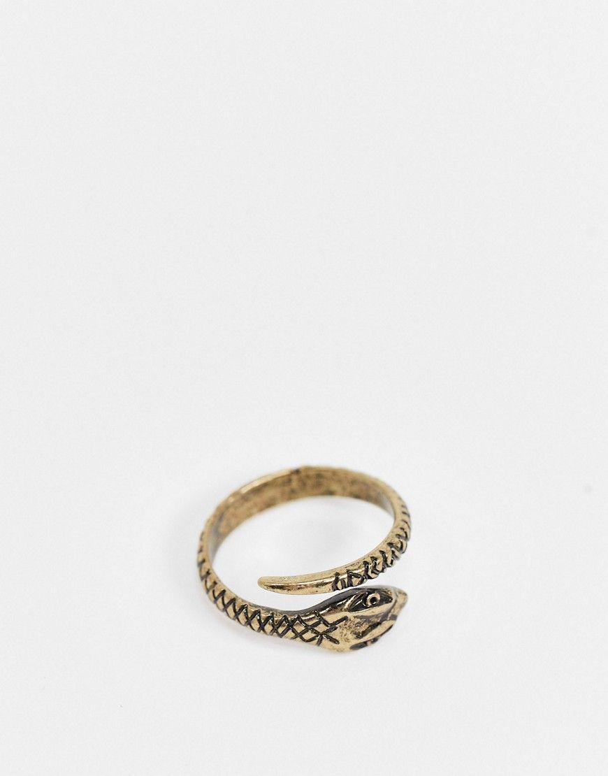 ASOS DESIGN ring with wrap around snake in burnished gold tone - Gold | ASOS US