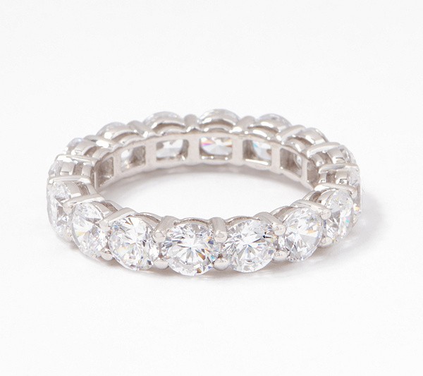 Diamonique Silver Choice Of Cut Eternity Band Ring, Platinum Clad | QVC