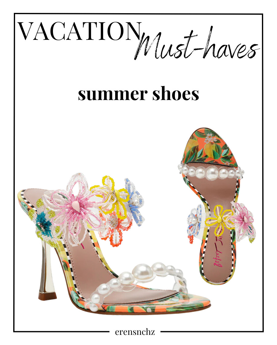 The Perfect Vacation Heels: Betsey Johnson Goldiee Pearl & Beaded Mule Sandals!

The Goldiee mule heels by Betsey Johnson are the ultimate vacation must-have! With a lucite upper, pearls, and beaded flowers, they add the perfect touch of glam to any outfit. Whether you’re strolling through a European summer escape or dancing in Ibiza, these heels will have you shining all night! ✨👡 #BetseyJohnson #VacationStyle #IbizaGlam 

 #LTKWatchNow #LTKStyleTip #LTKShoeCrush