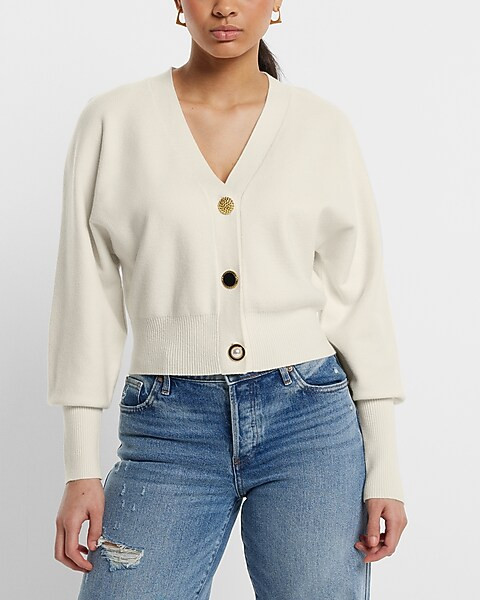 Skimming V-Neck Mixed Button Cardigan | Express