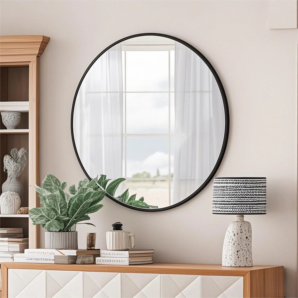Hermien Bathroom Mirror Aluminum Alloy Wall Mirror | Wayfair North America