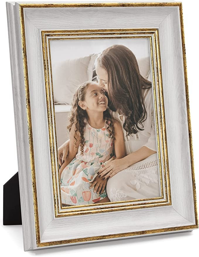 SUMGAR 5x7 Picture Frame White Gold Vintage Antique Photo Frame for Table Top Family Friends Pict... | Amazon (US)