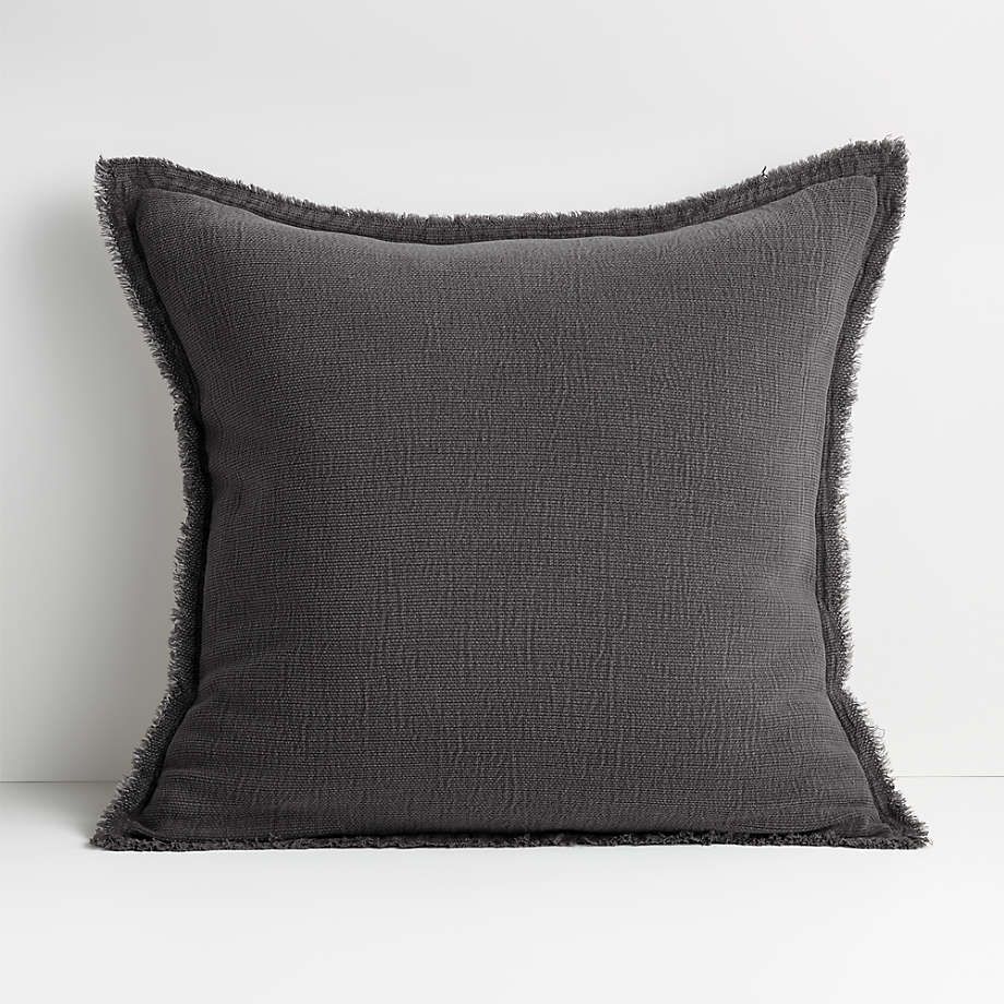 Olind 23"x23" Grey Throw Pillow with Feather-Down Insert | Crate & Barrel
