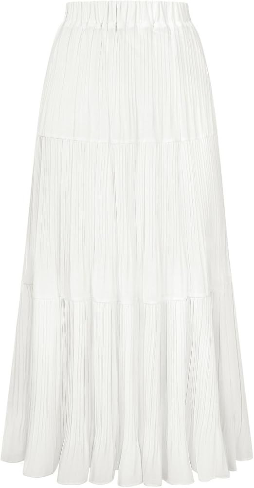 Kate Kasin 2026 Women's Chiffon Maxi Skirt, High Waist Pleated Skirts, Summer Flowy Long Skirts w... | Amazon (US)