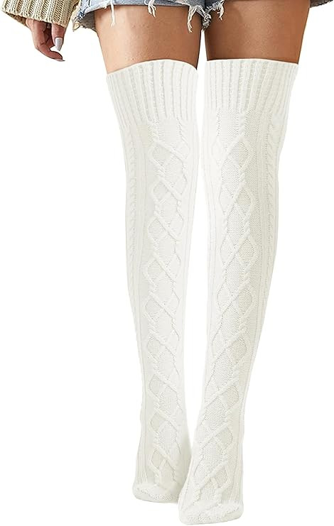Buauty Women's Thigh High Socks Cable Knitted Knee High Socks Over The Knee Leg Warmers Extra Lon... | Amazon (US)