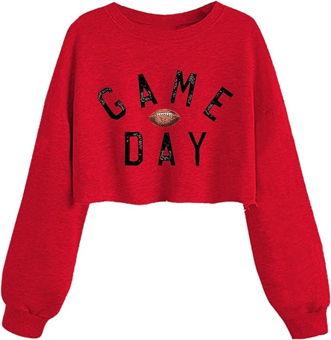 Butovek Game Day Crop Sweatshirt for Women Funny Football Baseball Mom Graphic Lantern Long Sleev... | Amazon (US)