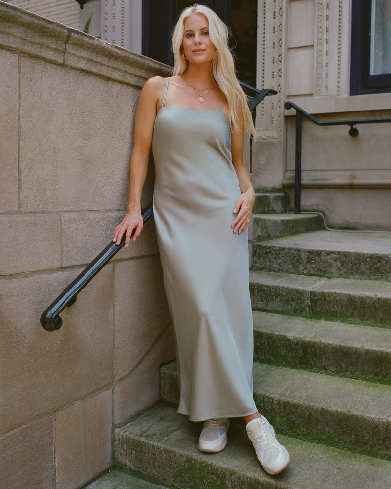 Satin Slip Midi Dress | Abercrombie & Fitch (US)