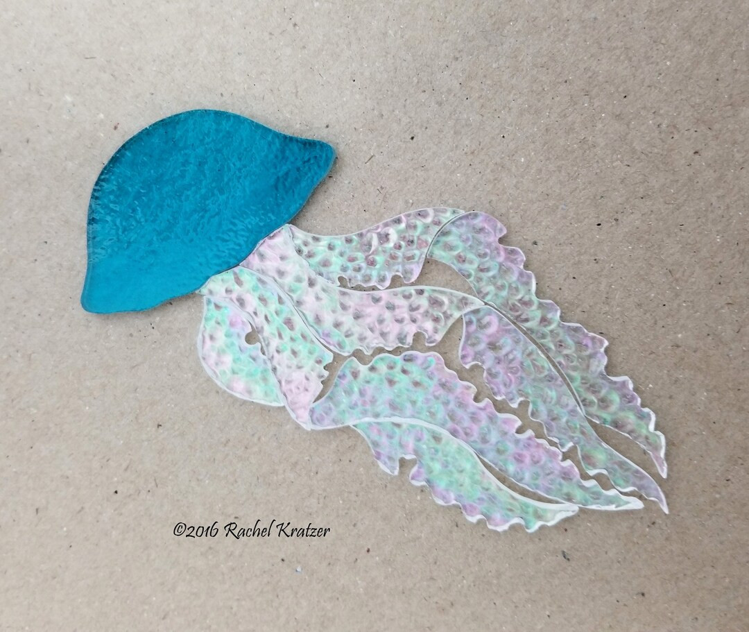 Stained Glass Kit JELLYFISH Precut Art -Iridescent Seascape Mosaic Inlay Coastal Beach Nautical W... | Etsy (US)