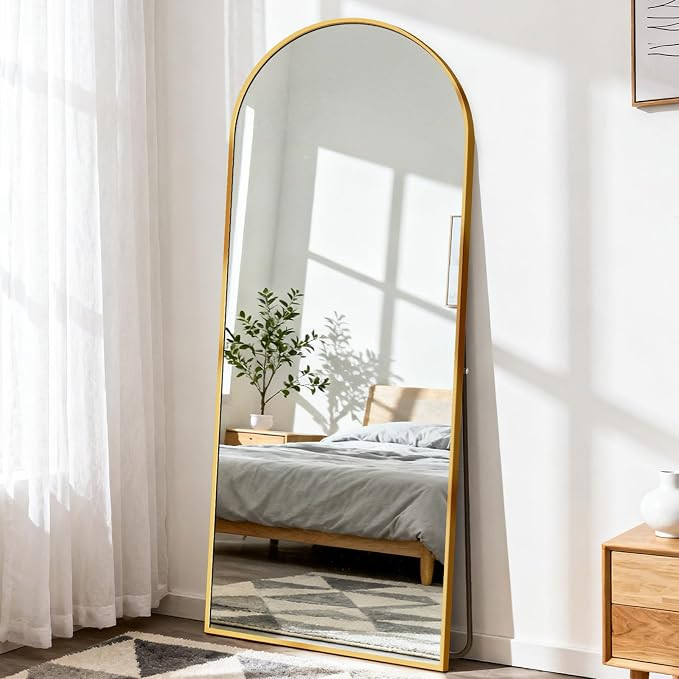 DUMOS 64"x21" Arched Full Length Mirror with Stand, Full Body Floor Mirror | Free Standing or Wal... | Amazon (US)