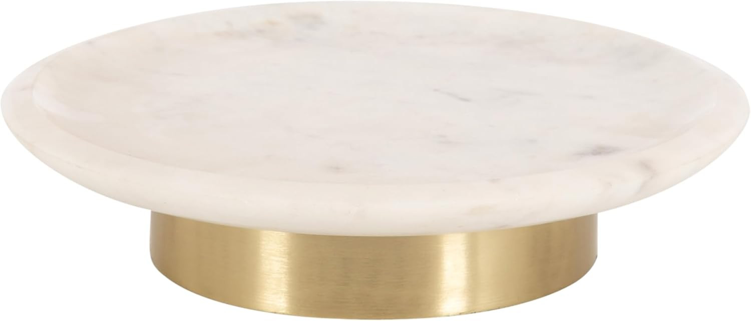 Kate and Laurel Sevienne Modern Glam Round Marble Tray, 10 Inch Diameter, White and Gold, Contemp... | Amazon (US)