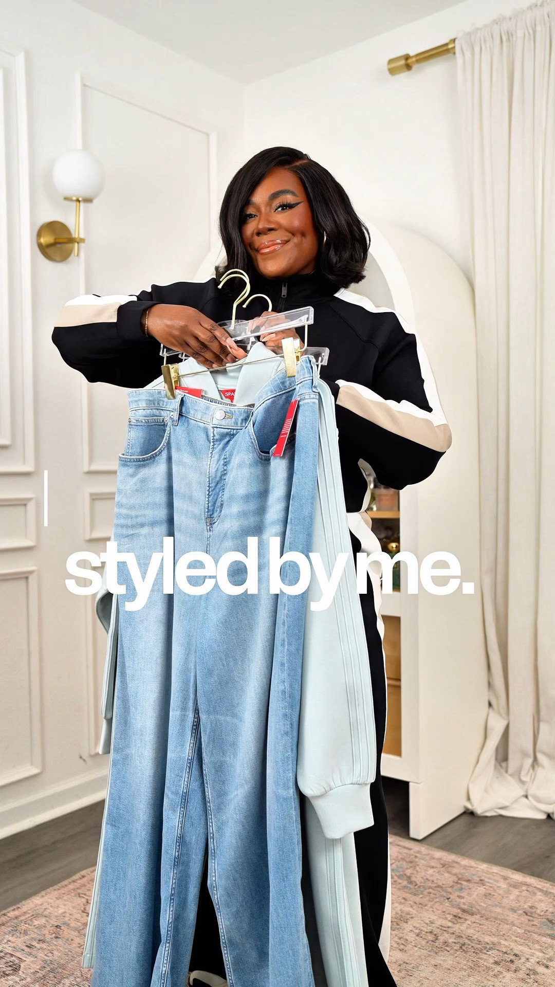 got it from Spanx • styled by Me 

color block set 1X in both 
dew track set 1X in both 
jeans 2X 
shapewear 1X

5’4 B 47 Waist 39 Hips 53

#LTKPlusSize #LTKSaleAlert