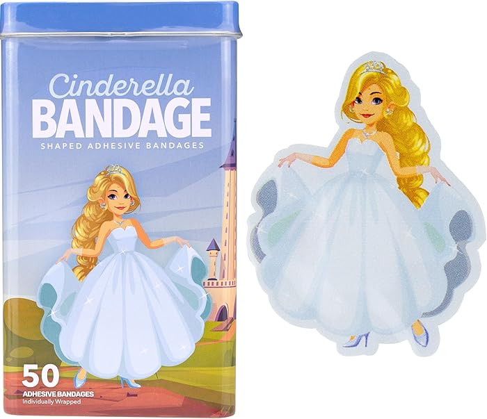 BioSwiss Bandages, Princess Cinderella Shaped Self Adhesive Bandage Set, Latex Free, Sterile Woun... | Amazon (US)