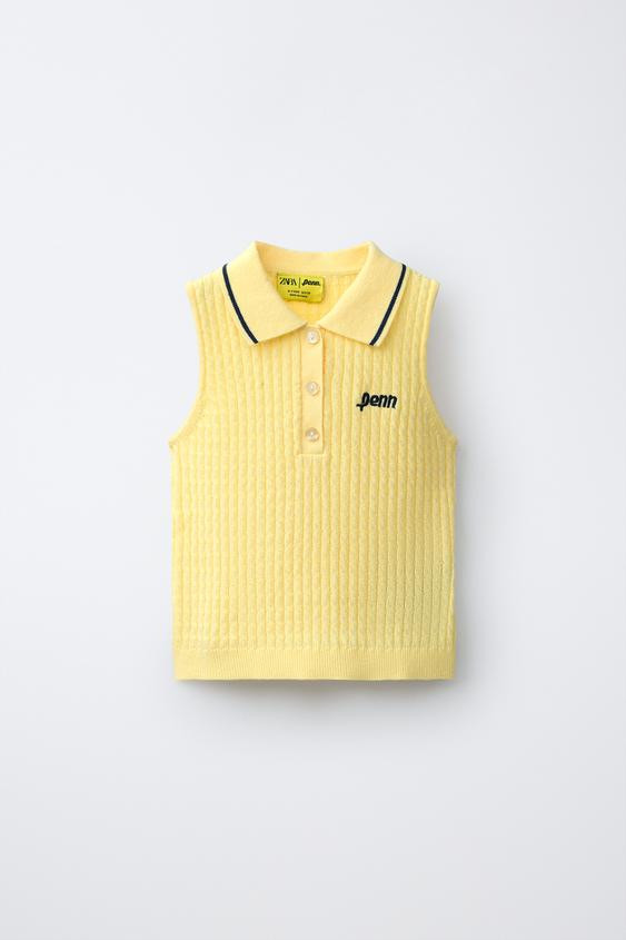 PENN © CABLE KNIT POLO TOP | Zara US