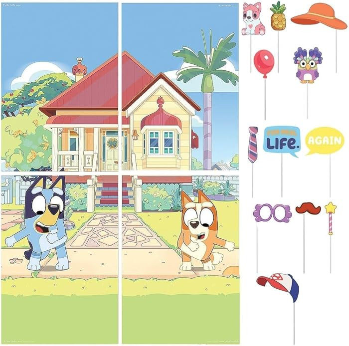 Exciting Bluey Scene Setter with Props - Pack of 16 - Multicolor Paper Decorations - Ideal for Un... | Amazon (US)