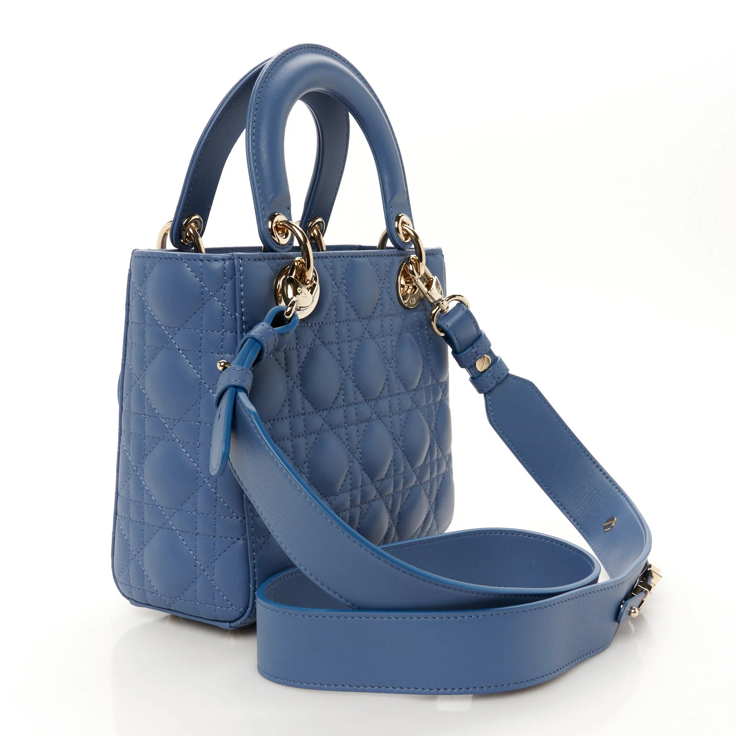 Lambskin Cannage Small My ABCDior Lady Dior Denim Blue | FASHIONPHILE (US)