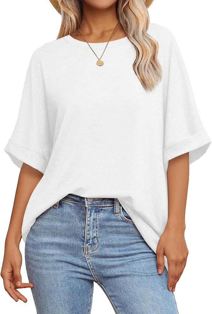 ATHMILE Womens Oversized Short Sleeve Workout Crop Off