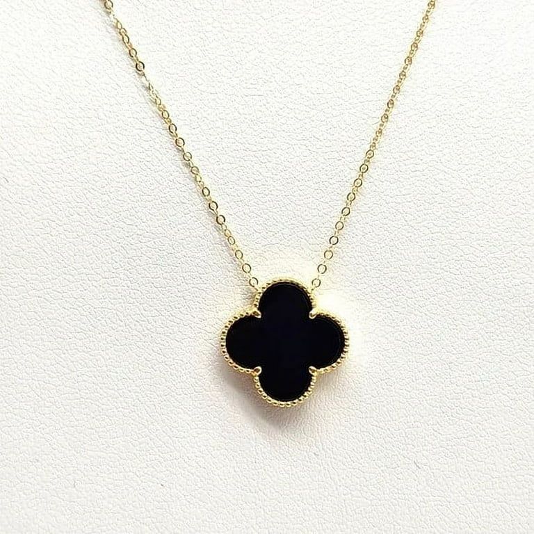 Sherry's Jewels LLC Women's 18K Gold Four Leaf Lucky Clover Necklace in Stainless Steel (Black) | Walmart (US)